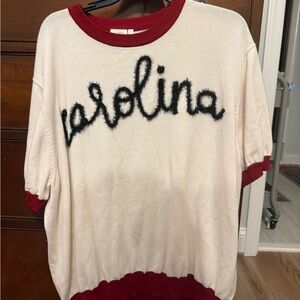 Red and White Sweater with Queen of Spades Tag